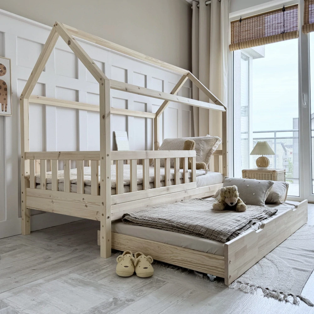 Dětská Postel Domeček Blanco PLUS Sleep - natural, přistýlka