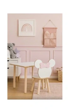 Dětský stoleček L a 1 židlička BUNNY s mašlí nebo ocáskem