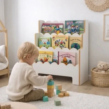 Dětská knihovna Montessori – 63 cm, světle šedá