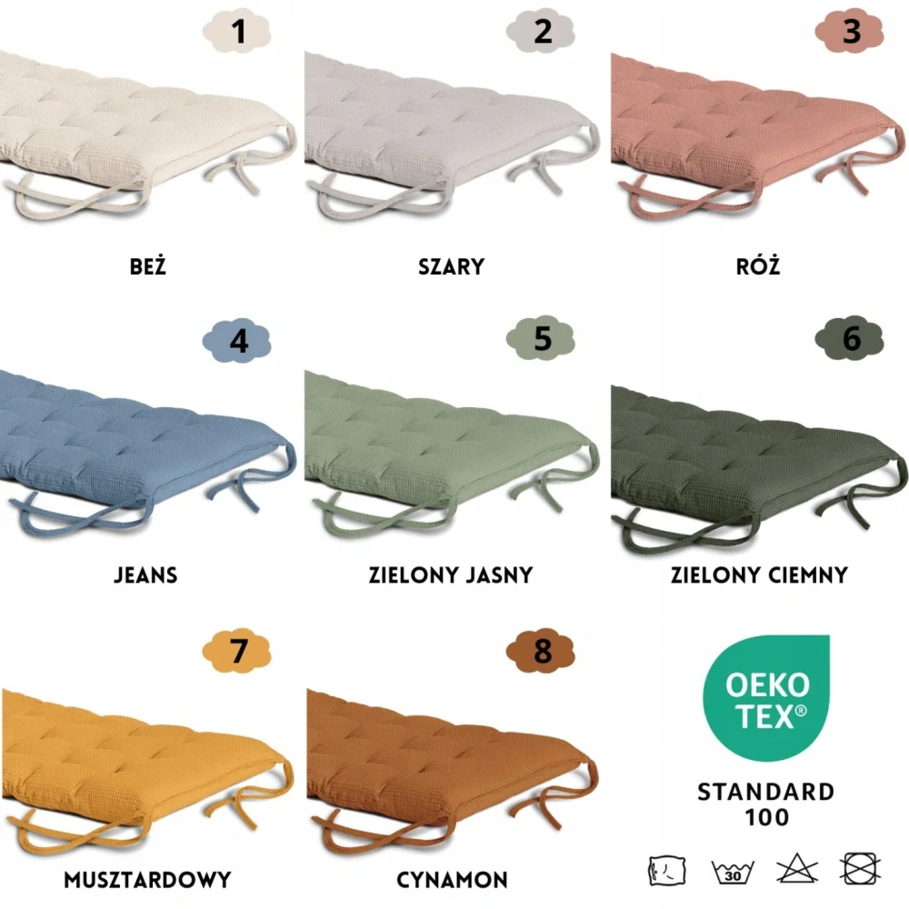 Montessori dřevěná houpačka XL s polštářem 120 cm – bílá, polštář modrý