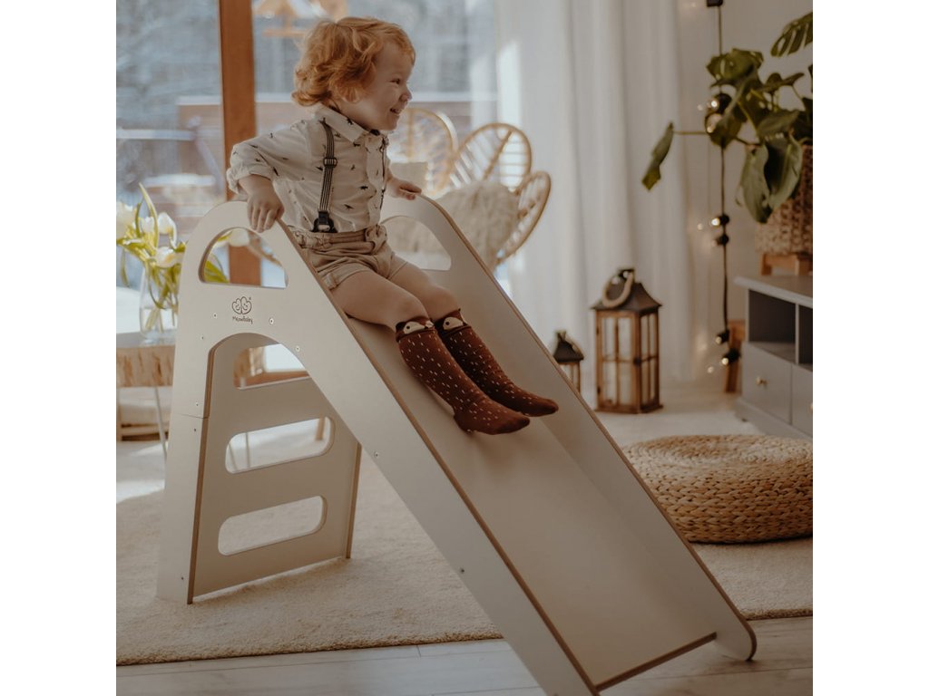 Dětská dřevěná skluzavka do interiéru Scandy: šedá