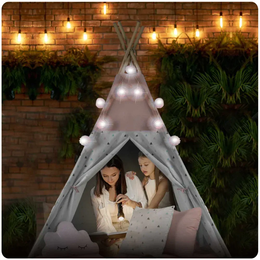 Teepee stan pro děti se světýlky - růžový