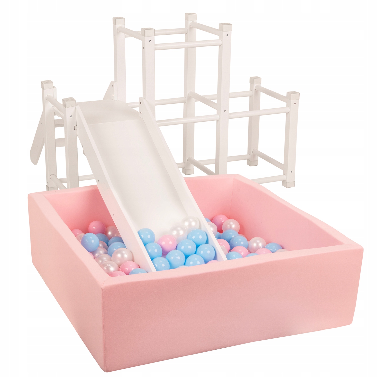 Dřevěné hřiště se skluzavkou, bílá