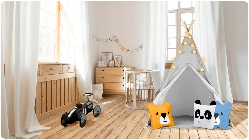 Teepee stan pro děti se světýlky - panda