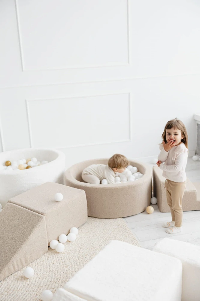 Suchý bazének pro děti s míčky, beránek - krémová