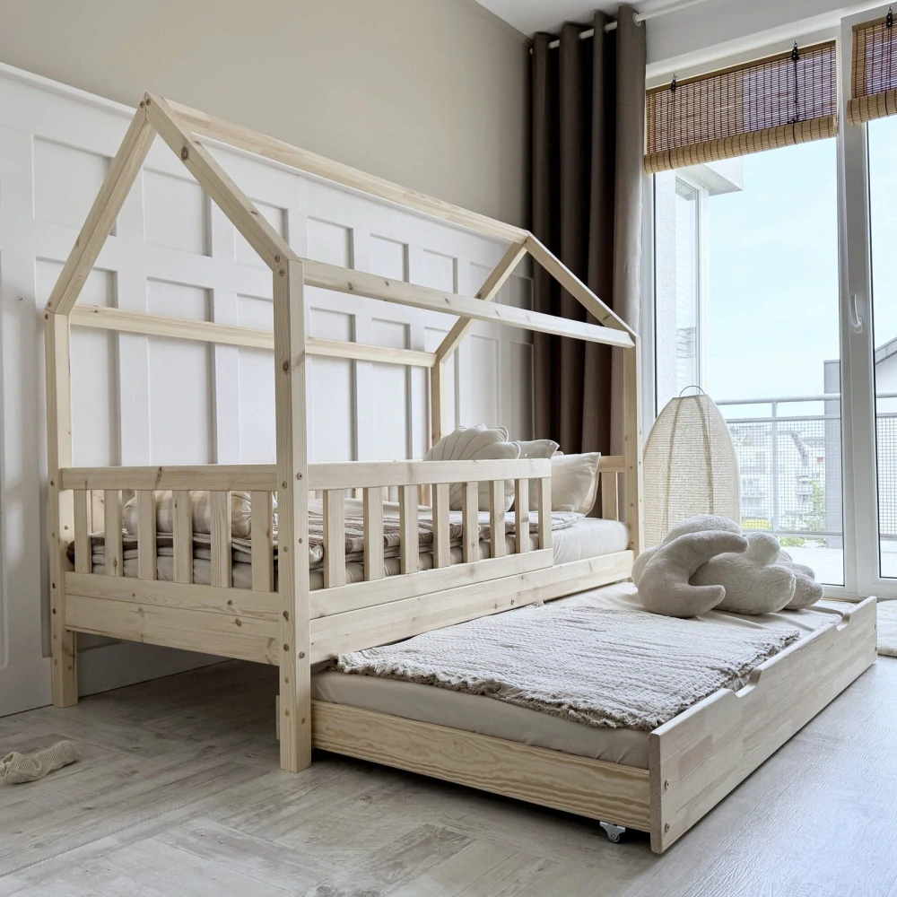 Dětská Postel Domeček Blanco PLUS Sleep - natural, přistýlka