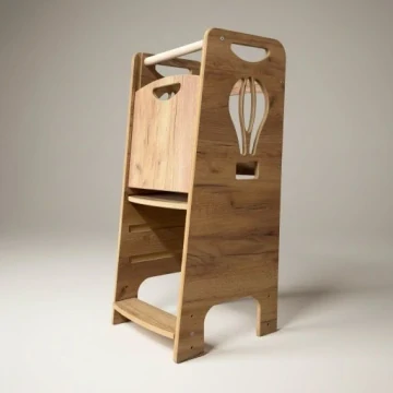 Učící věž Kitchen Helper - balon, přírodní dřevo