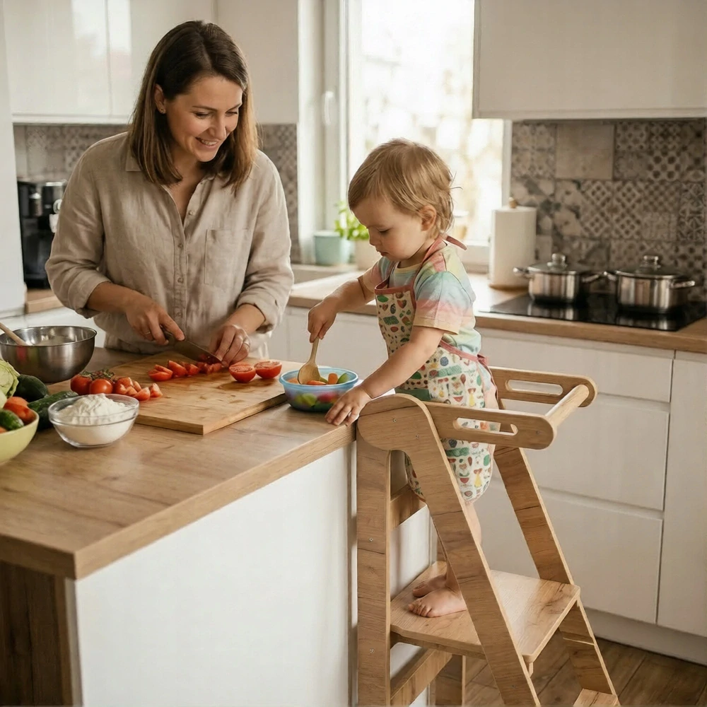 Montessori učicí věž skládací Basic - přírodní