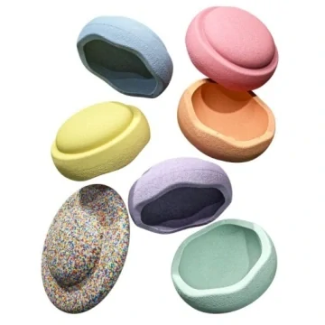 Sada balančních kamenů Stapelstein® + balanční deska Confetti 6+1 - pastelové barvy
