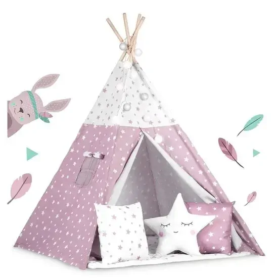 Teepee stan pro děti se světýlky - růžový