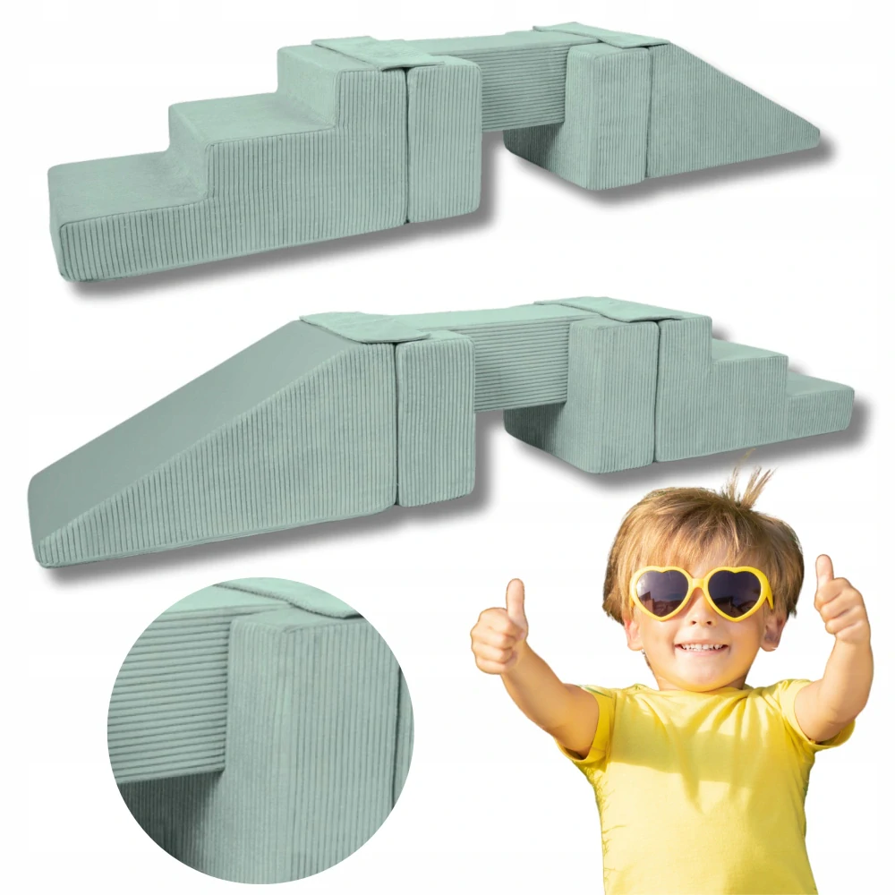 Lávka+skluzavka, 5 bloků - zelená, manšestr