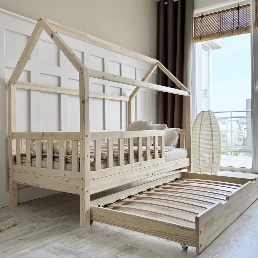 Dětská Postel Domeček Blanco PLUS Sleep - natural, přistýlka
