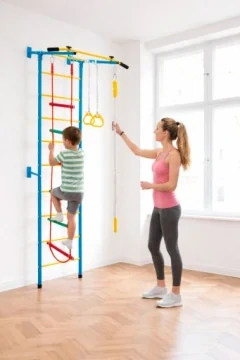 Žebřiny kovové set SMART - modro-žlutá