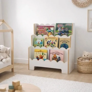 Dětská knihovna Montessori – 63 cm, světle šedá