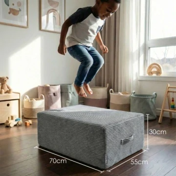 Dětské pěnové křeslo s trampolínou 2v1 – tmavě šedé
