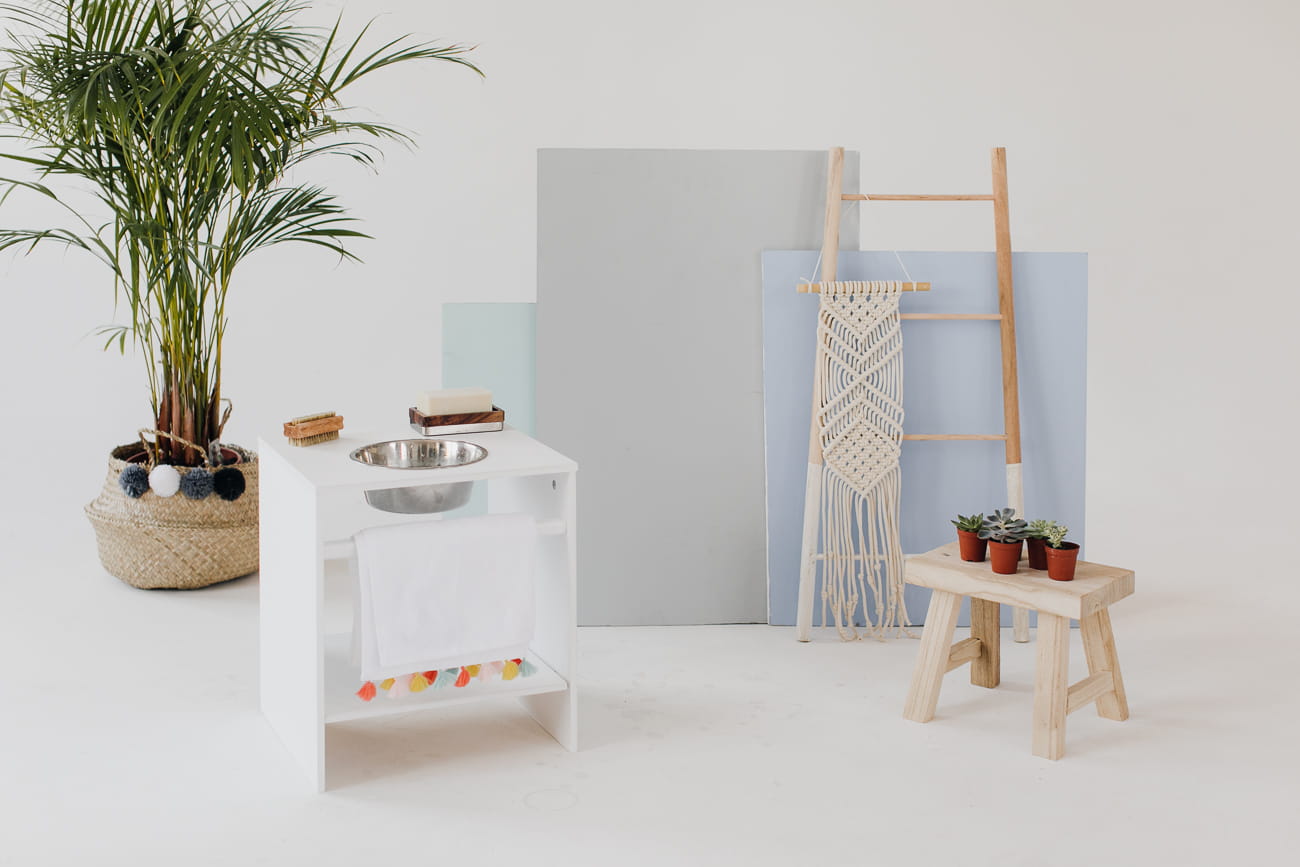 Dřevěná montessori koupelna pro děti 