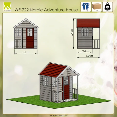 Dětský dřevěný zahradní domeček Adventure - červená