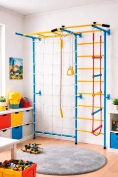Žebřiny kovové set SMART PLUS - modro-žlutá