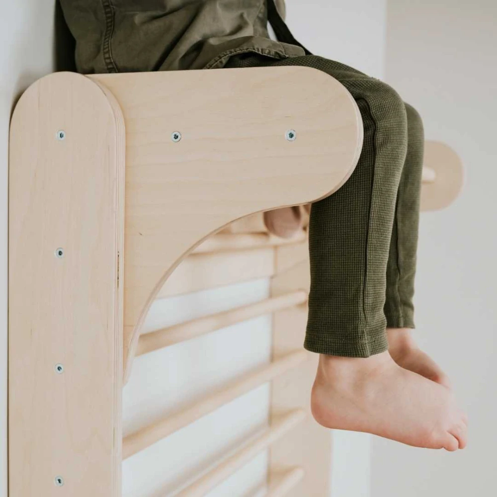 Žebřiny a trojúhelníková prolézačka a lezecká rampa 3v1, přírodní