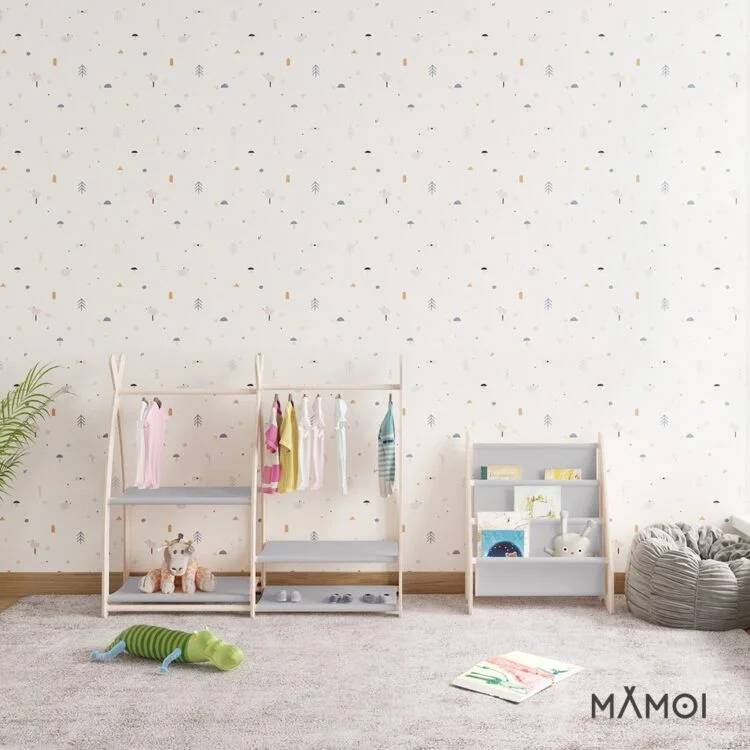 Dětská šatní skříň montessori - přírodní, velká sada