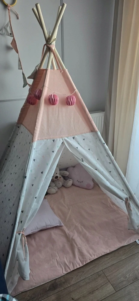Teepee stan pro děti se světýlky - růžový