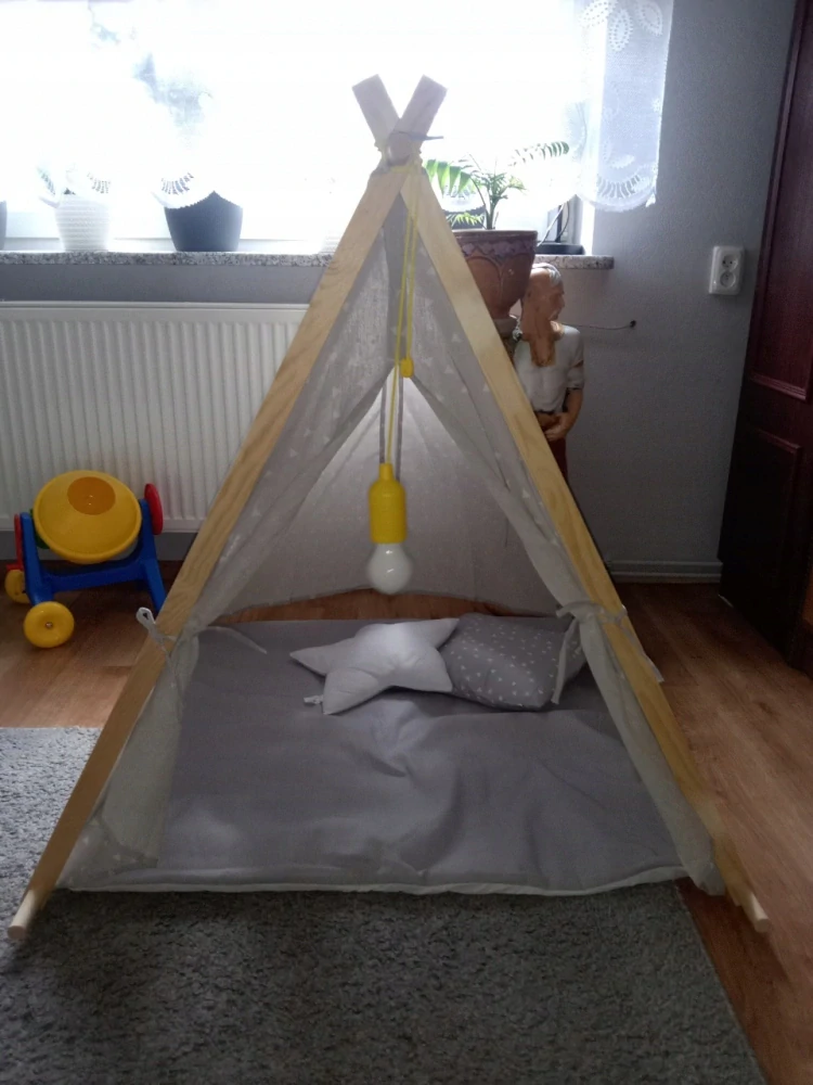 Stanový domeček pro děti s lampou - šedá