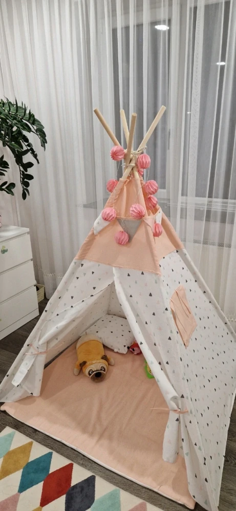 Teepee stan pro děti se světýlky - růžový