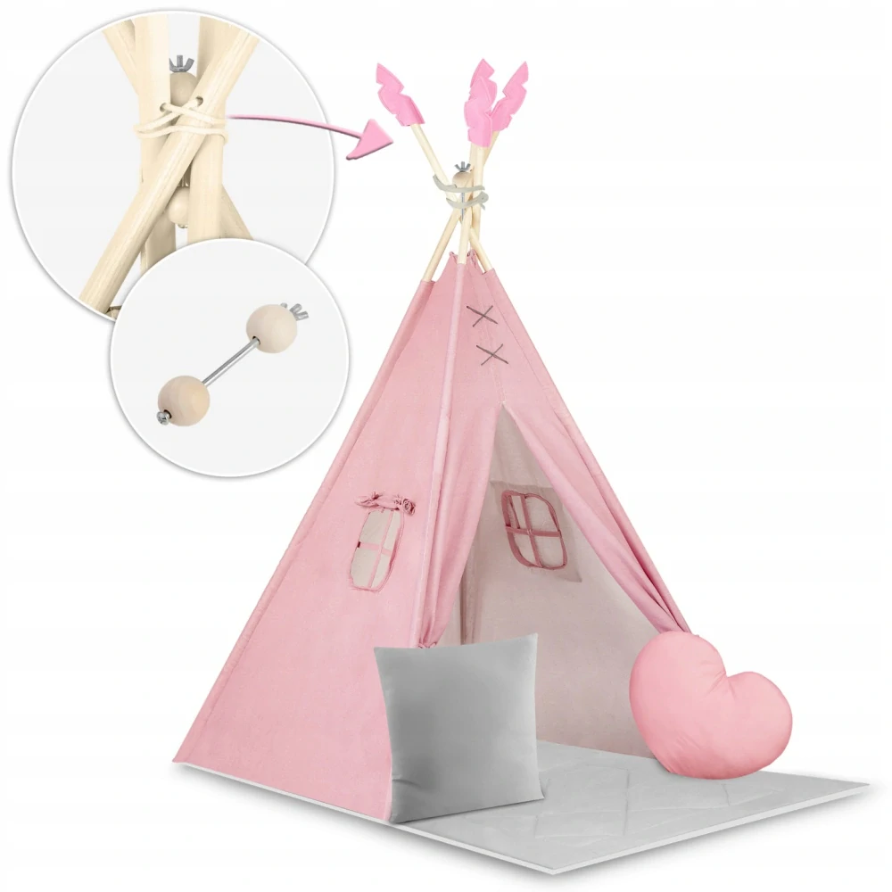 Dětský stan Teepee s podložkou a polštářky - šedá