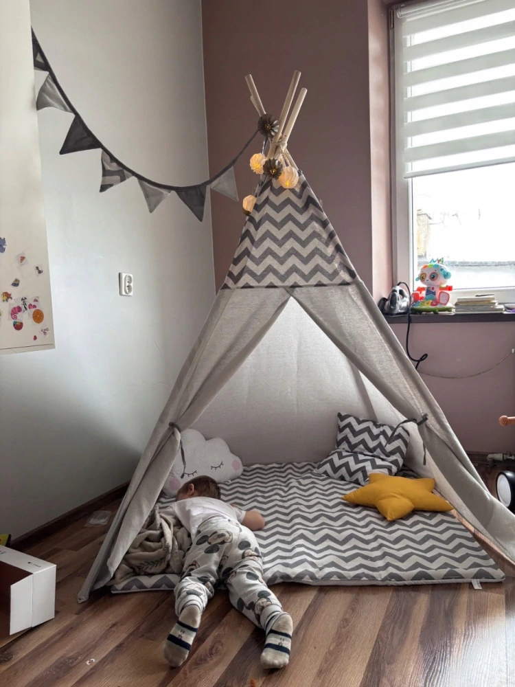 Teepee stan pro děti se světýlky CikCak - šedý
