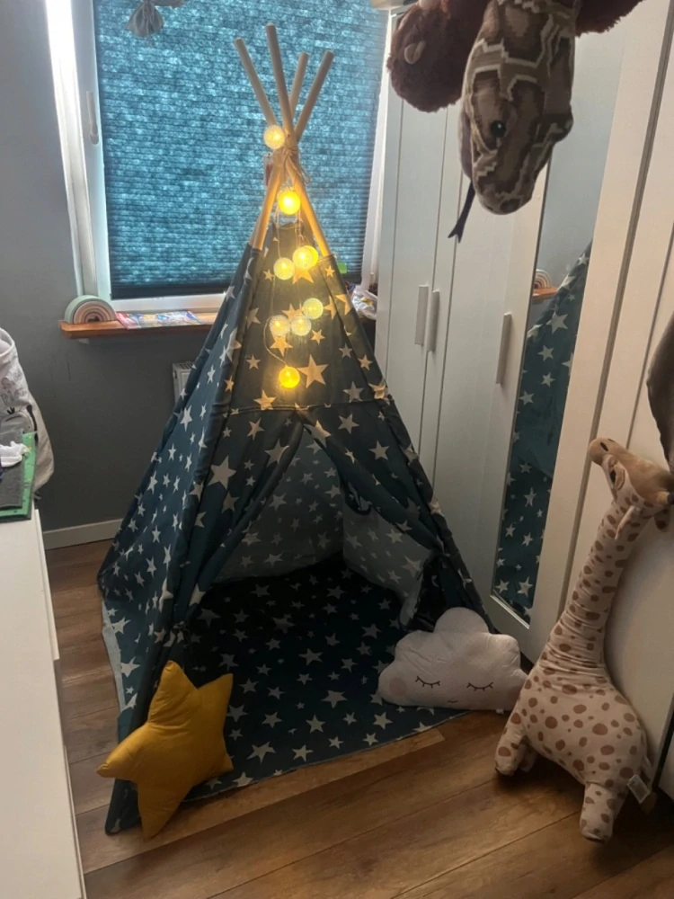 Teepee stan pro děti se světýlky - tmavě modrý